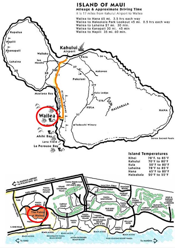 Palms at Wailea Driving and Travel Directions and Instructions