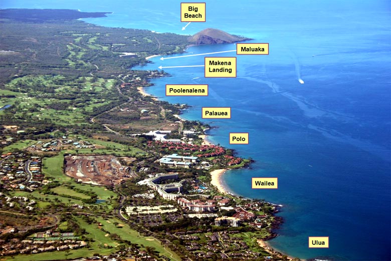 Wailea and Makena beaches aerial photo guide